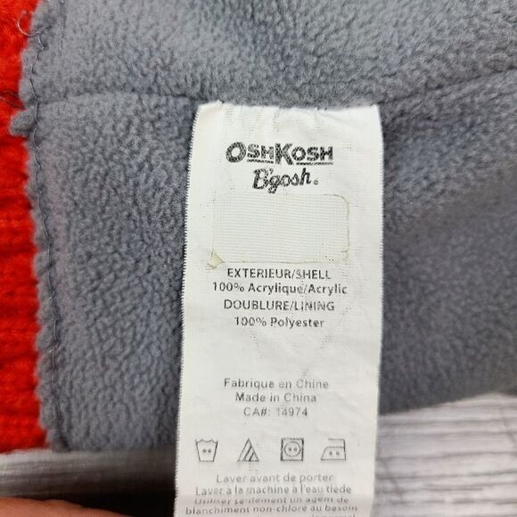 Oshkosh Boy's Orange Black & Gray Stripe Knit Toque Winter Hat Medium - Picture 6 of 7